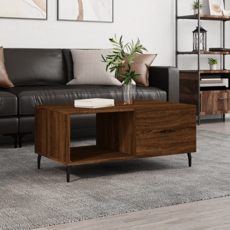 vidaXL Mesa de centro madera contrachapada roble marrón 90x50x40 cm