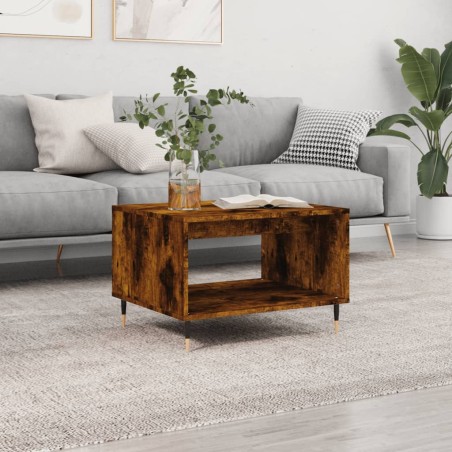 vidaXL Mesa de centro madera de ingeniería roble ahumado 60x50x40 cm
