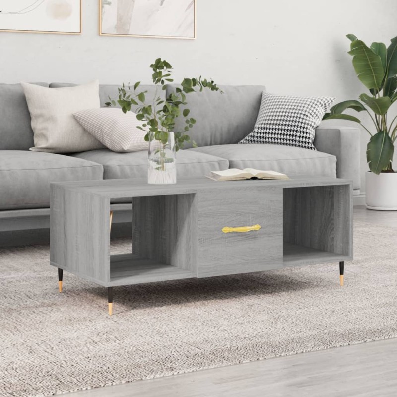 vidaXL Mesa de centro madera contrachapada gris Sonoma 102x50x40 cm vidaXL Mesa de centro madera contrachapada gris Sonoma 102x50x40 cm