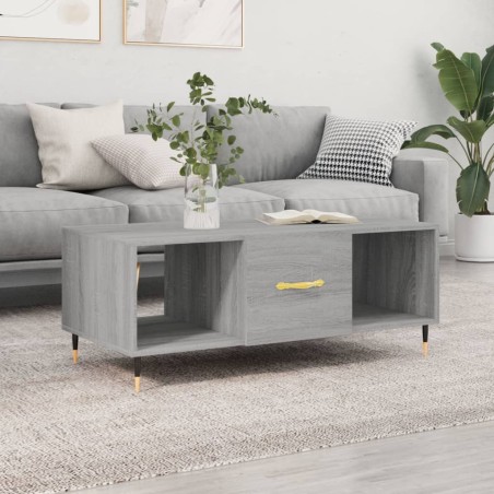 vidaXL Mesa de centro madera contrachapada gris Sonoma 102x50x40 cm