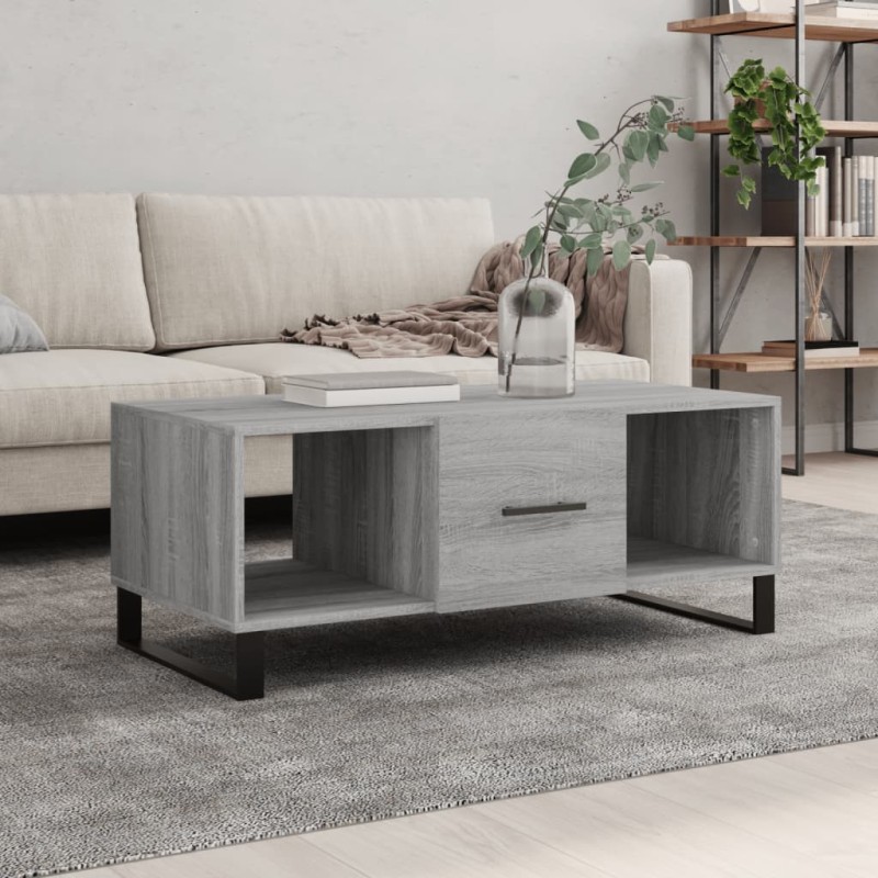 vidaXL Mesa de centro madera contrachapada gris Sonoma 102x50x40 cm vidaXL Mesa de centro madera contrachapada gris Sonoma 102x50x40 cm
