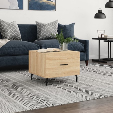 vidaXL Mesa de centro madera contrachapada roble Sonoma 50x50x40 cm