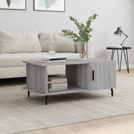 vidaXL Mesa de centro madera contrachapada gris Sonoma 90x50x40 cm