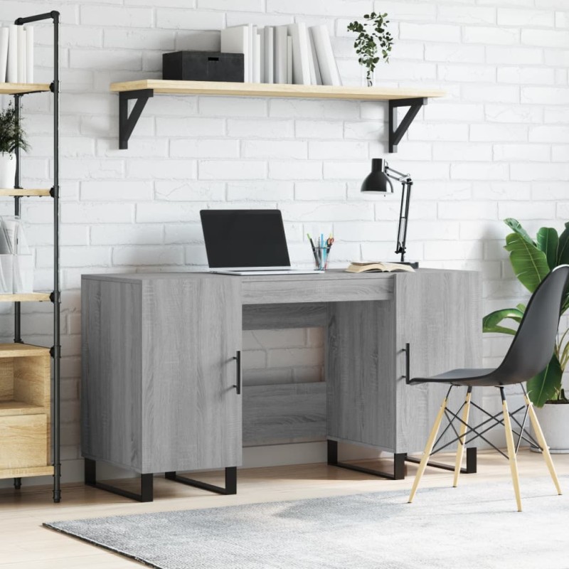 vidaXL Escritorio madera de ingeniería gris Sonoma 140x50x75 cm vidaXL Escritorio madera de ingeniería gris Sonoma 140x50x75 cm