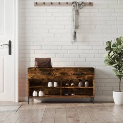 vidaXL Banco zapatero madera de ingeniería roble ahumado 102x35x55 cm