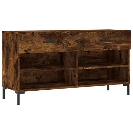 vidaXL Banco zapatero madera de ingeniería roble ahumado 102x35x55 cm