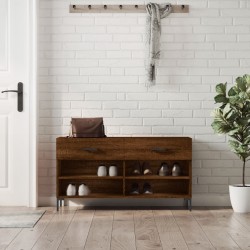 vidaXL Banco zapatero madera de ingeniería marrón roble 102x35x55 cm