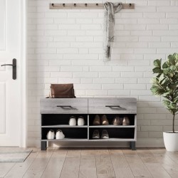 vidaXL Banco zapatero madera de ingeniería gris Sonoma 102x35x55 cm