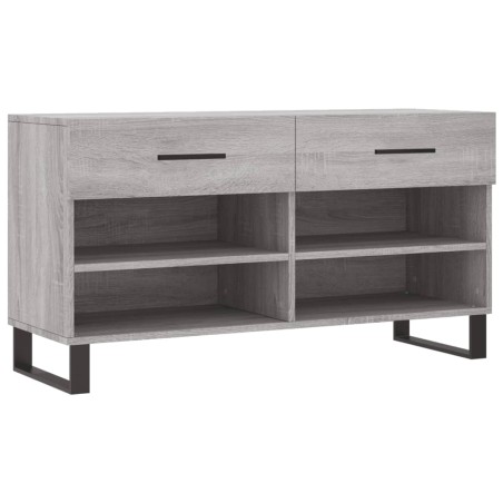 vidaXL Banco zapatero madera de ingeniería gris Sonoma 102x35x55 cm