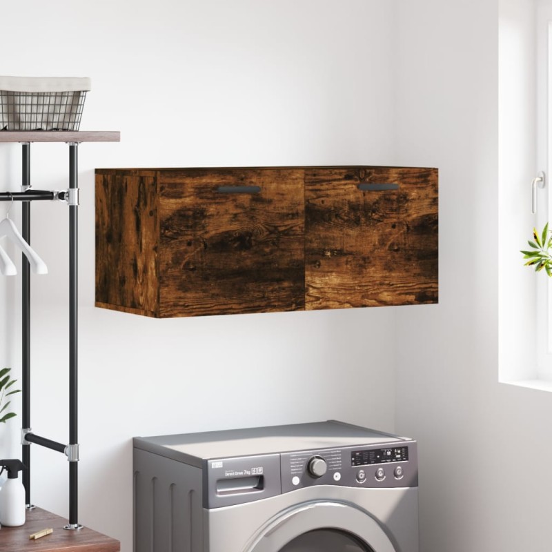 vidaXL Armario de pared madera ingeniería roble ahumado 80x36,5x35 cm vidaXL Armario de pared madera ingeniería roble ahumado 80x36,5x35 cm