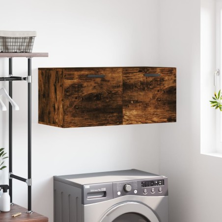 vidaXL Armario de pared madera ingeniería roble ahumado 80x36,5x35 cm