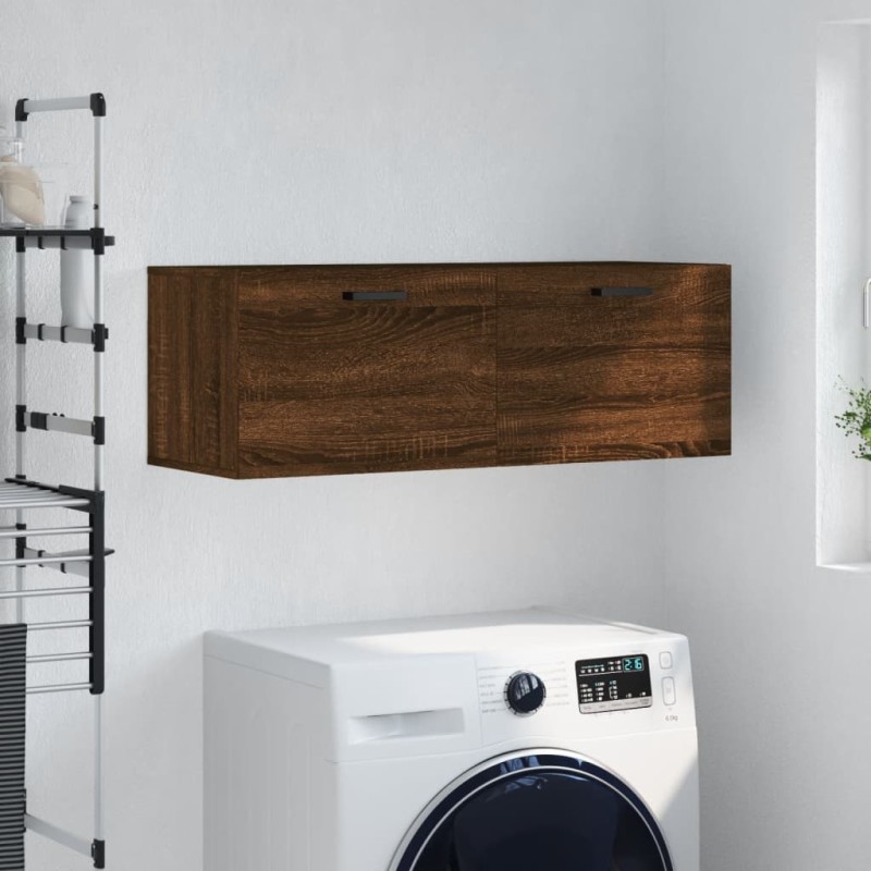 vidaXL Armario de pared madera ingeniería marrón roble 100x36,5x35 cm vidaXL Armario de pared madera ingeniería marrón roble 100x36,5x35 cm
