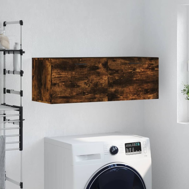 vidaXL Armario de pared madera ingeniería roble ahumado 100x36,5x35 cm vidaXL Armario de pared madera ingeniería roble ahumado 100x36,5x35 cm