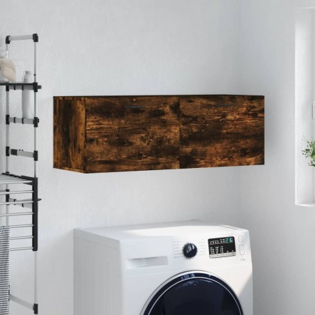 vidaXL Armario de pared madera ingeniería roble ahumado 100x36,5x35 cm