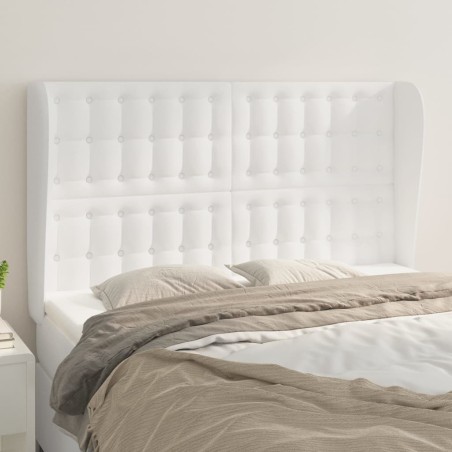 vidaXL Cabecero con orejas de cuero sintético blanco 147x23x118/128 cm