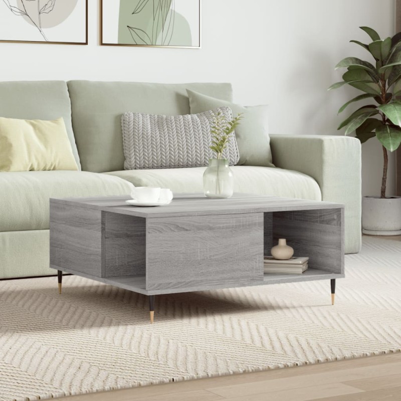 vidaXL Mesa de centro madera contrachapada gris Sonoma 80x80x36,5 cm vidaXL Mesa de centro madera contrachapada gris Sonoma 80x80x36,5 cm