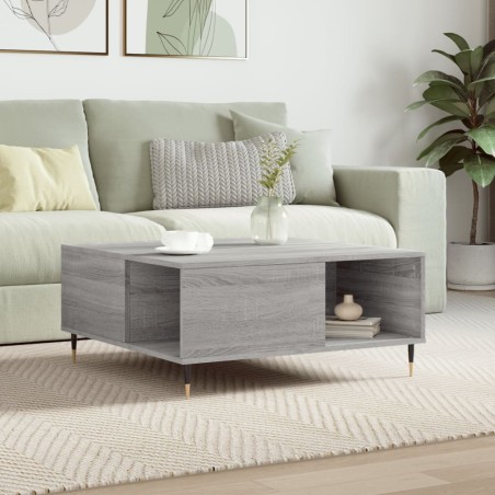 vidaXL Mesa de centro madera contrachapada gris Sonoma 80x80x36,5 cm