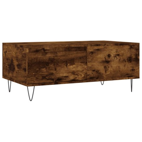 vidaXL Mesa de centro madera contrachapada roble ahumado 90x50x36,5 cm