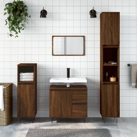 vidaXL Armario de baño madera contrachapada marrón roble 65x33x60 cm