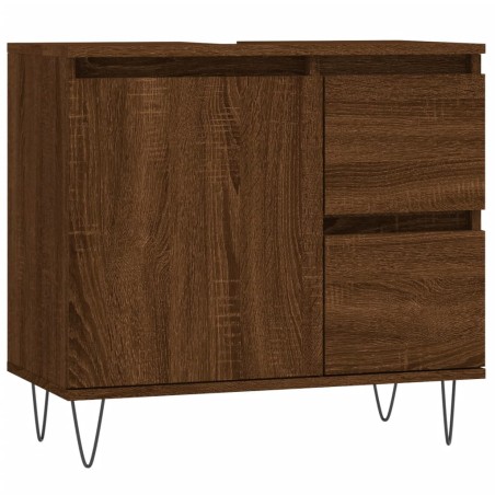 vidaXL Armario de baño madera contrachapada marrón roble 65x33x60 cm