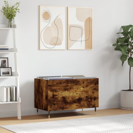 vidaXL Mueble discos madera contrachapada roble ahumado 74,5x38x48 cm
