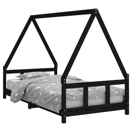 vidaXL Estructura de cama para niños madera de pino negro 90x190 cm