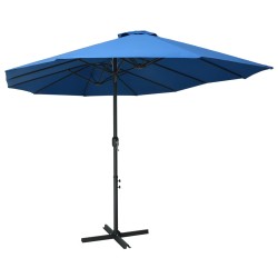 vidaXL Sombrilla de jardín con palo de aluminio azul 460x270 cm