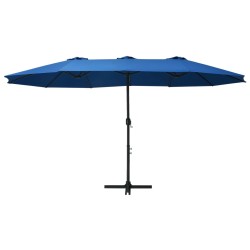 vidaXL Sombrilla de jardín con palo de aluminio azul 460x270 cm