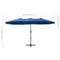 vidaXL Sombrilla de jardín con palo de aluminio azul 460x270 cm
