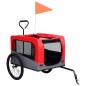 vidaXL Remolque de bicicleta para mascotas cochecito 2 en 1 rojo gris