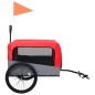 vidaXL Remolque de bicicleta para mascotas cochecito 2 en 1 rojo gris