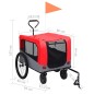 vidaXL Remolque de bicicleta para mascotas cochecito 2 en 1 rojo gris