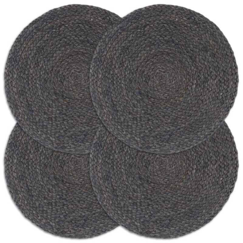 vidaXL Manteles individuales redondos 4 uds yute gris oscuro liso 38cm vidaXL Manteles individuales redondos 4 uds yute gris oscuro liso 38cm