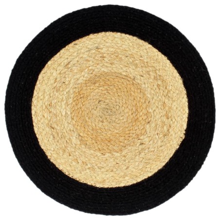 vidaXL Mantel individual redondo 6 uds yute algodón natural negro 38cm