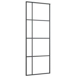vidaXL Puerta corredera ESG vidrio y aluminio negra 76x205 cm