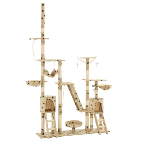 vidaXL Rascador para gatos con poste de sisal 230-250 cm huellas beige