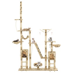 vidaXL Rascador para gatos con poste de sisal 230-250 cm huellas beige