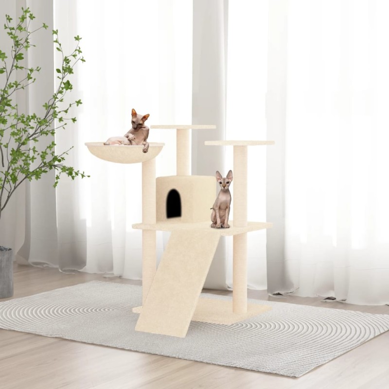 vidaXL Rascador para gatos con postes de sisal color crema 83 cm vidaXL Rascador para gatos con postes de sisal color crema 83 cm