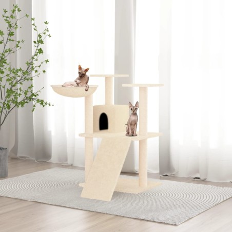 vidaXL Rascador para gatos con postes de sisal color crema 83 cm