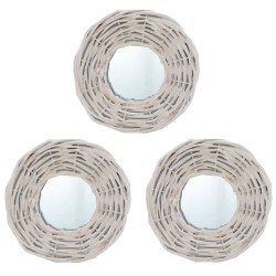 vidaXL Espejos 3 unidades mimbre blanco 15 cm