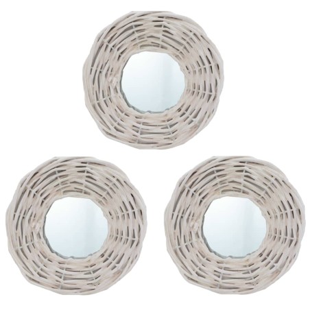 vidaXL Espejos 3 unidades mimbre blanco 15 cm