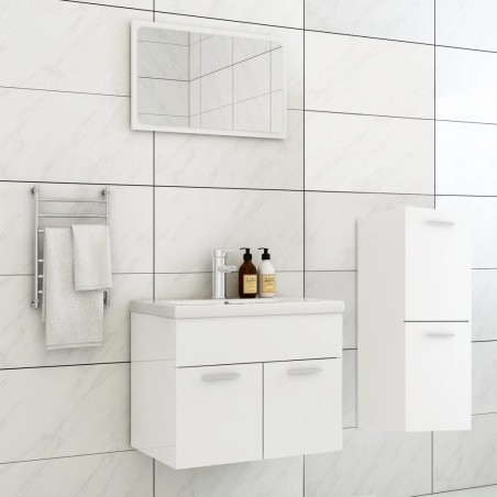 vidaXL Juego de muebles de baño madera de ingeniería blanco brillo