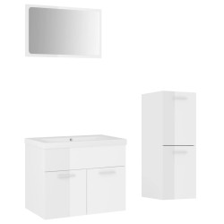 vidaXL Juego de muebles de baño madera de ingeniería blanco brillo