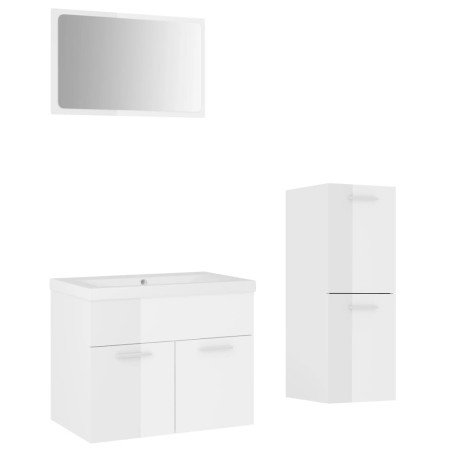 vidaXL Juego de muebles de baño madera de ingeniería blanco brillo