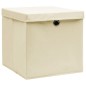 vidaXL Cajas de almacenaje con tapas 10 uds crema 28x28x28 cm vidaXL Cajas de almacenaje con tapas 10 uds crema 28x28x28 cm