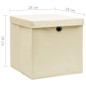 vidaXL Cajas de almacenaje con tapas 10 uds crema 28x28x28 cm vidaXL Cajas de almacenaje con tapas 10 uds crema 28x28x28 cm