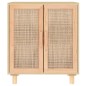 vidaXL Aparador marrón madera pino maciza y ratán natural 60x30x70 cm
