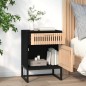 vidaXL Mesitas de noche 2 uds hierro y madera negro 40x30x55,5 cm