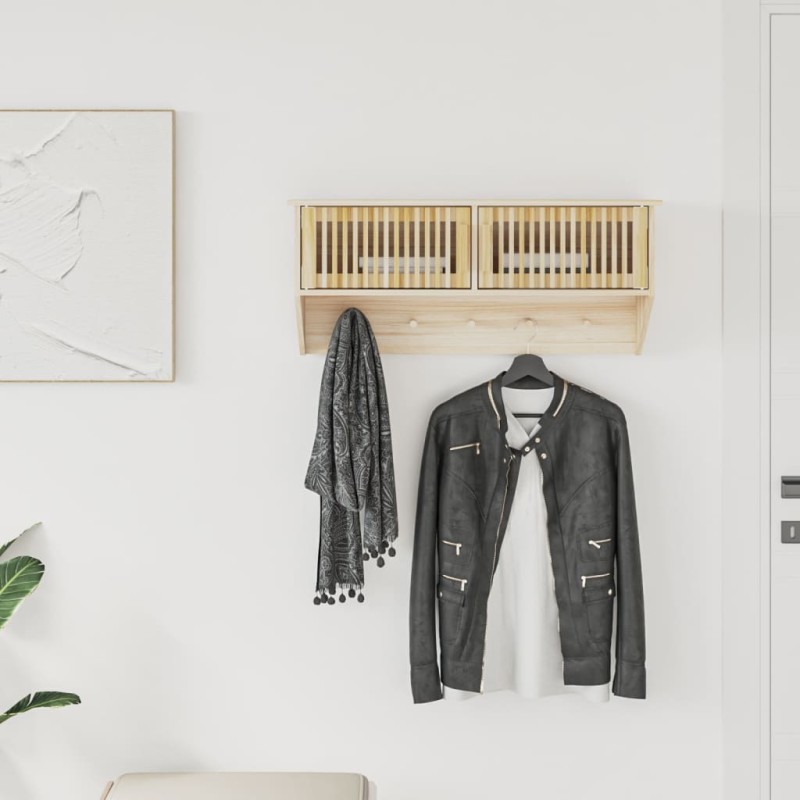 vidaXL Armario pared ganchos madera contrachapada 80x24x35,5 cm vidaXL Armario pared ganchos madera contrachapada 80x24x35,5 cm
