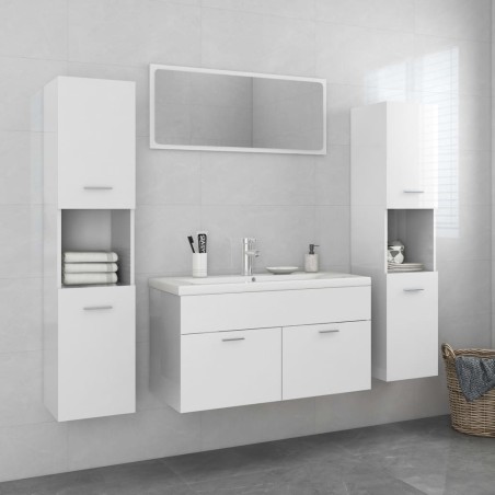vidaXL Juego de muebles de baño madera de ingeniería blanco brillo